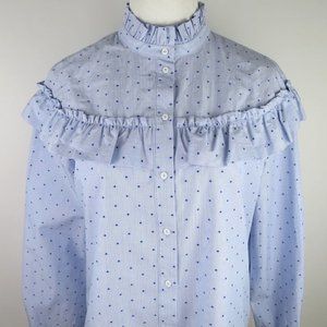 H&M Ruffled Prairie Swiss Dot Blouse Size 6